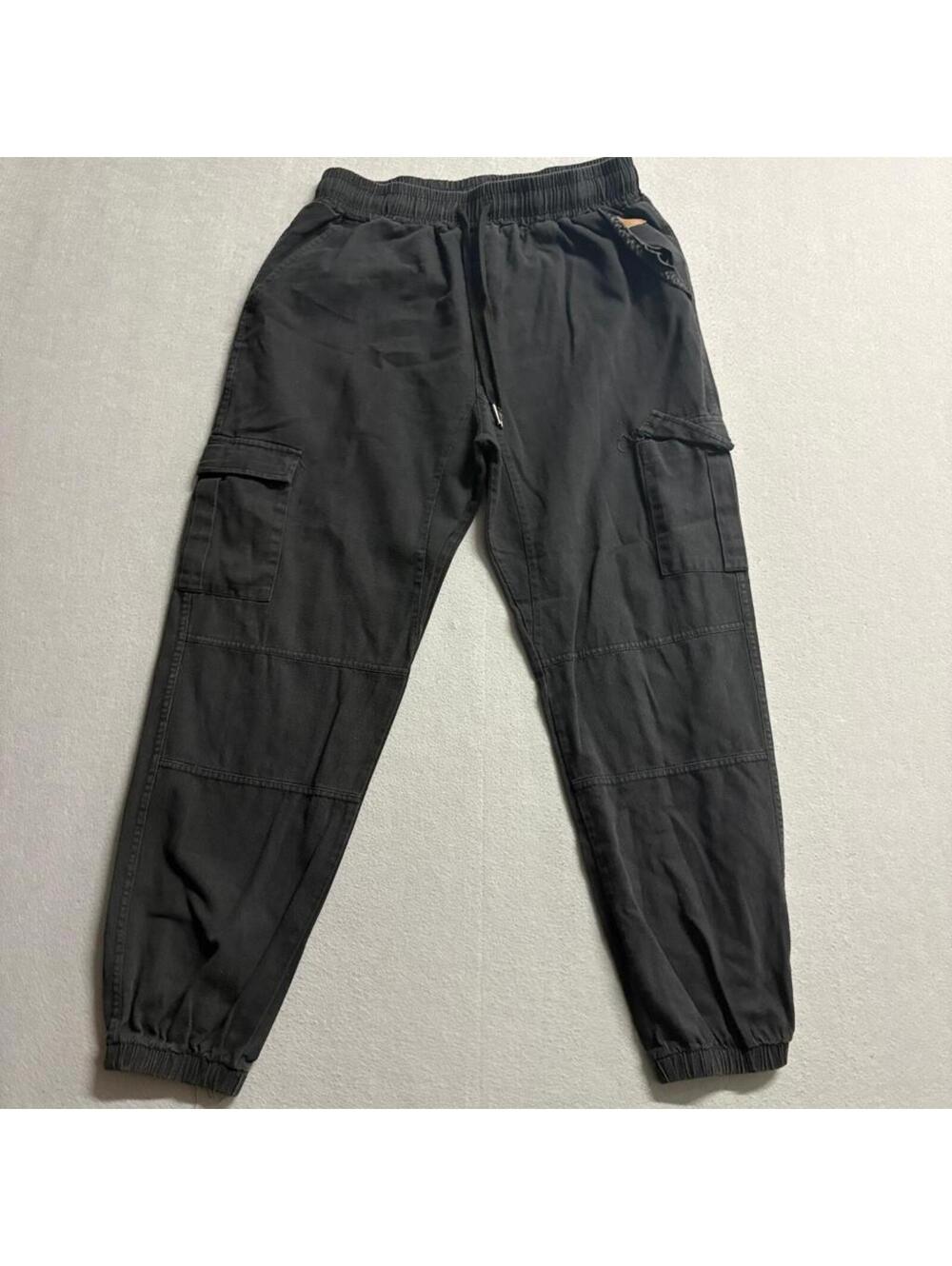 Unbranded Women's Black Cargo Jogger Pants Size Medium Elastic Waist Utility